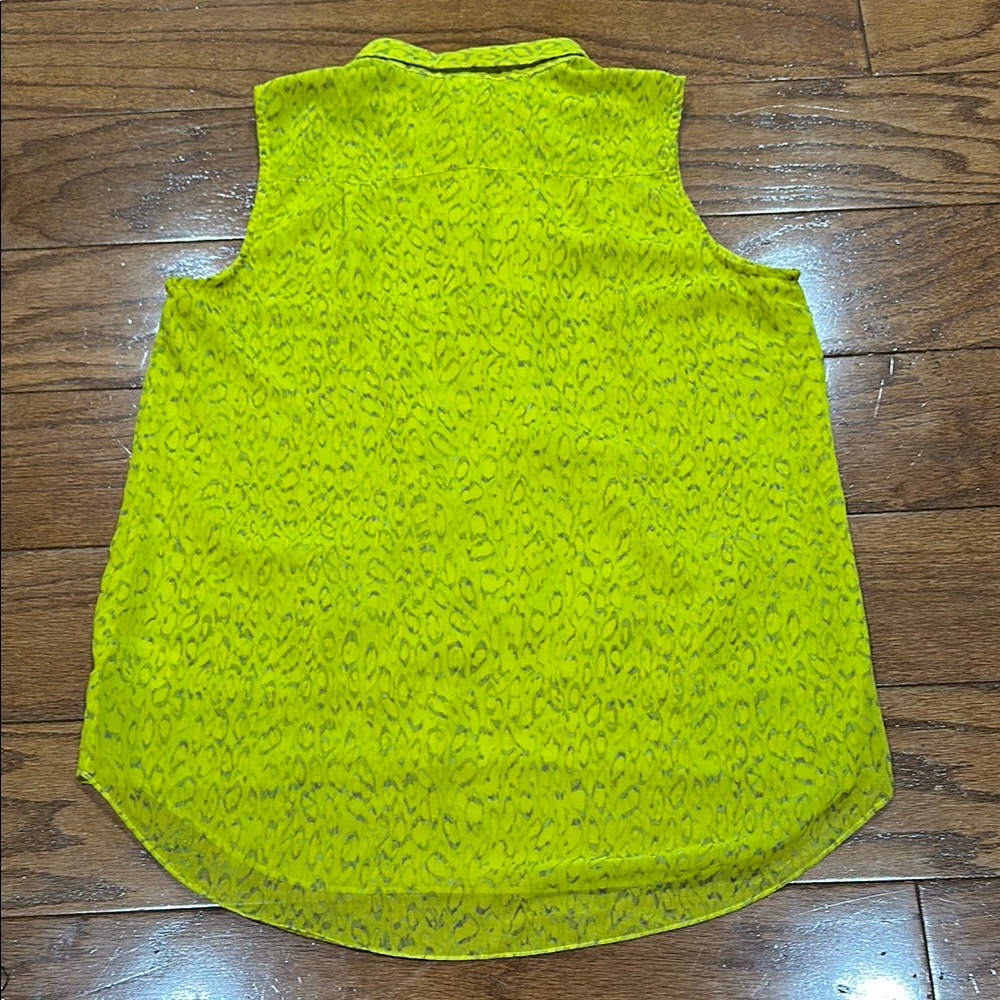 CAbi chartreuse Reign Button Down ruffle Blouse - Picture 7 of 8